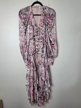 & Other Stories Long Sleeve V-Neck Ruffled Layered Maxi Dress